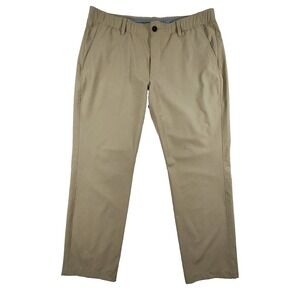 Under Armour Mens 38x30 Golf Pants Khaki Performance Stretch Flat Front